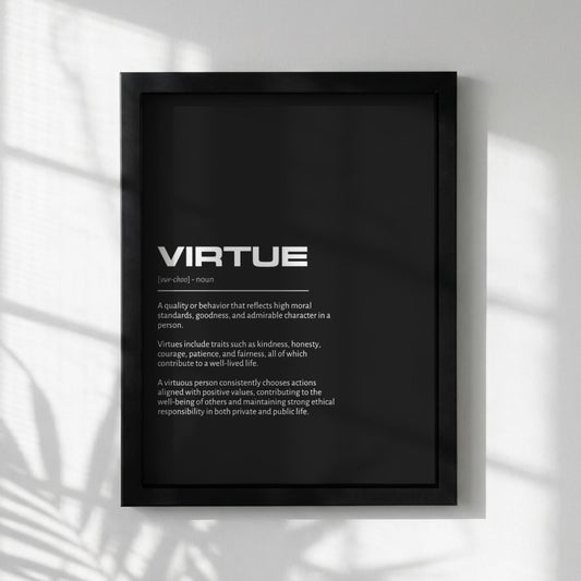 Virtue Definition Minimalist Poster | Inspirational Quotes Wall Art | Motivational Office Print | Modern Dictionary Home Decor