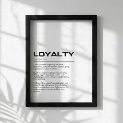 Loyalty Definition Minimalist Poster | Inspirational Quotes Wall Art | Motivational Office Print | Modern Dictionary Home Decor White