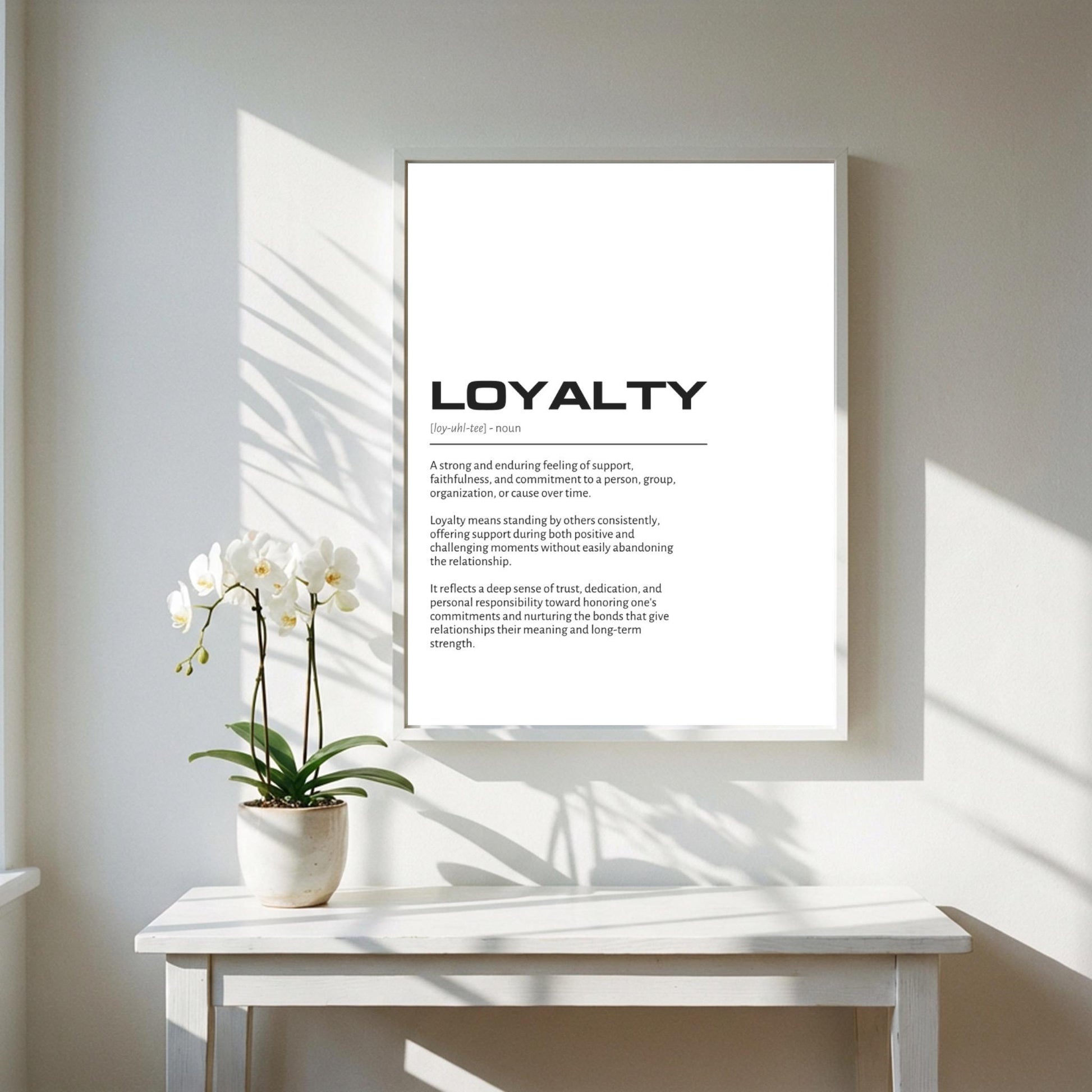 Loyalty Definition Minimalist Poster | Inspirational Quotes Wall Art | Motivational Office Print | Modern Dictionary Home Decor White