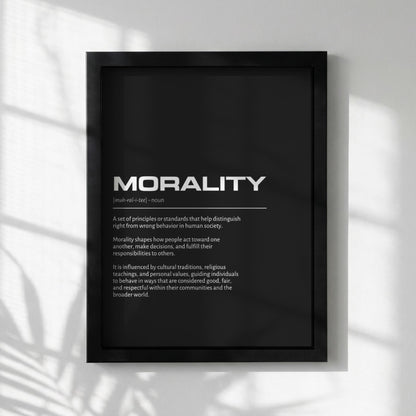 Morality Definition Minimalist Poster | Inspirational Quotes Wall Art | Motivational Office Print | Modern Dictionary Home Decor White