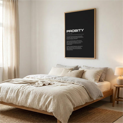 Probity Definition Minimalist Poster | Inspirational Quotes Wall Art | Motivational Office Print | Modern Dictionary Home Decor White