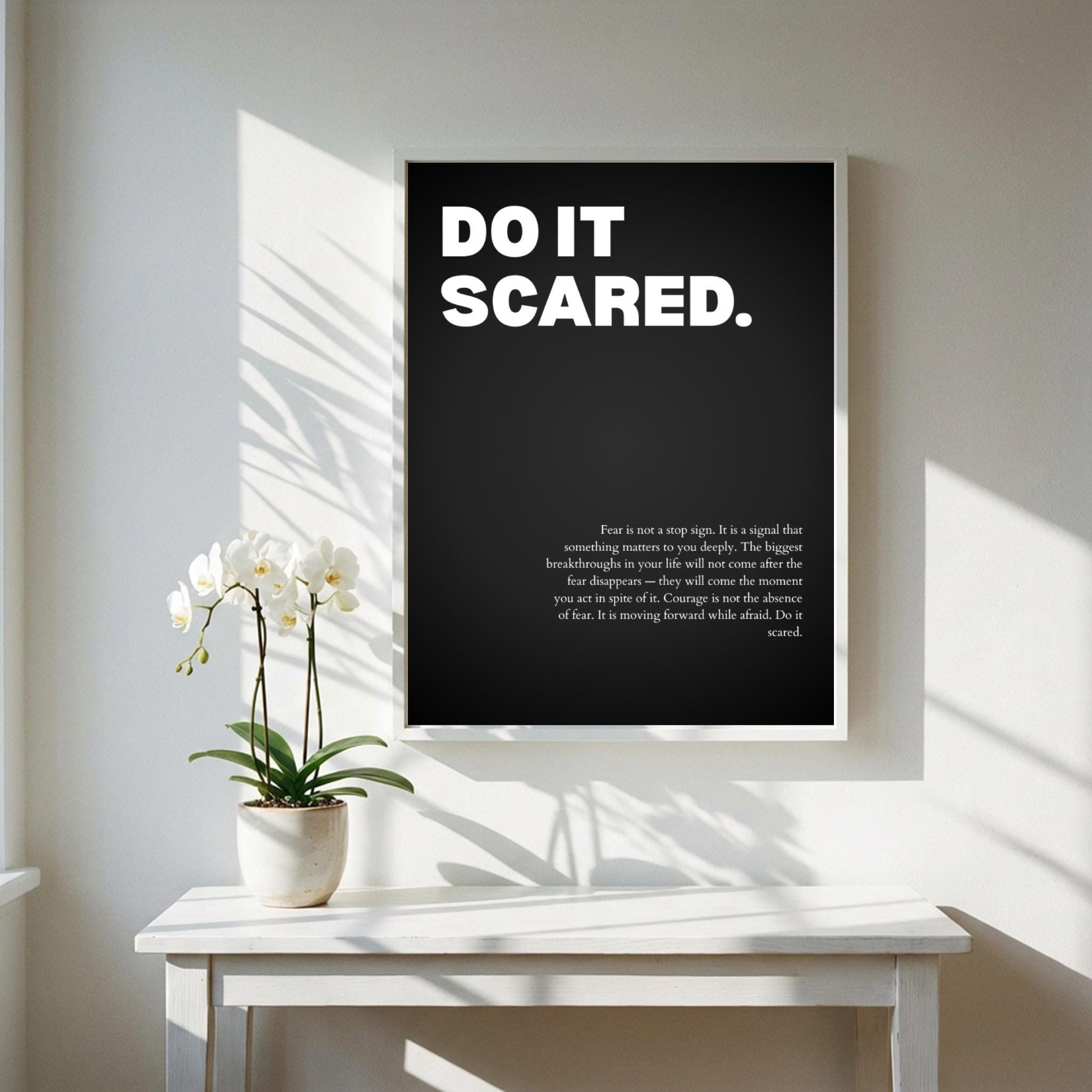 Do It Scared Inspirational Minimalist Poster | Courage & Momentum Wall Art | Motivational Office Print | Modern Home Decor