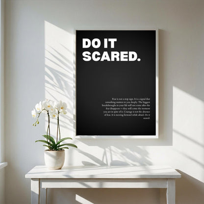 Do It Scared Inspirational Minimalist Poster | Courage & Momentum Wall Art | Motivational Office Print | Modern Home Decor
