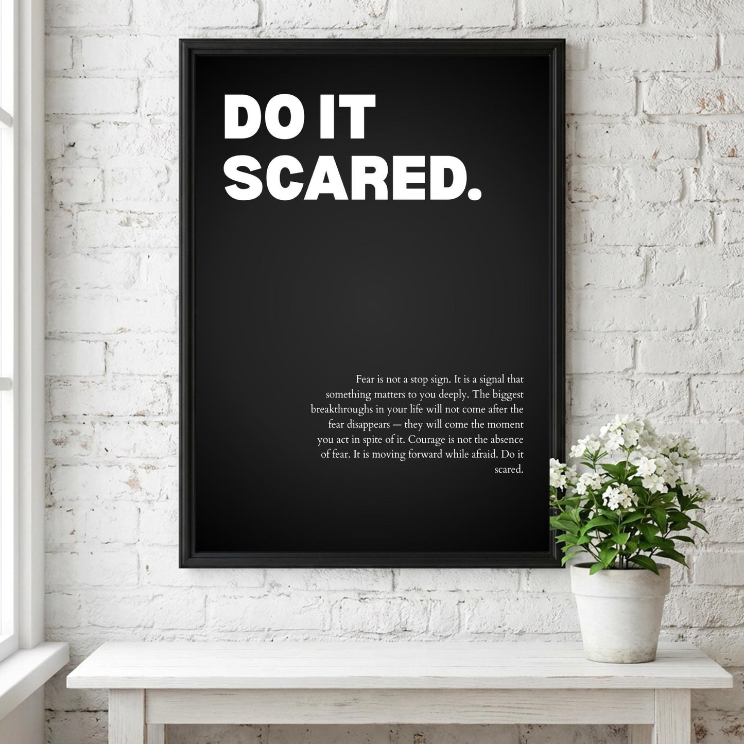Do It Scared Inspirational Minimalist Poster | Courage & Momentum Wall Art | Motivational Office Print | Modern Home Decor