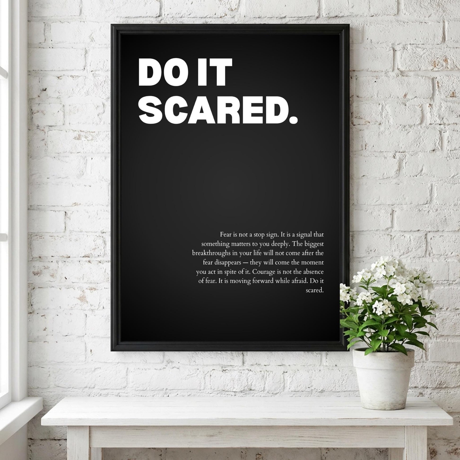 Do It Scared Inspirational Minimalist Poster | Courage & Momentum Wall Art | Motivational Office Print | Modern Home Decor