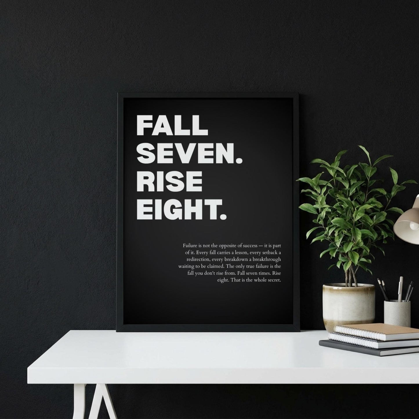 Fall Seven Rise Eight Resilience Poster | Persistence & Grit Wall Art | Motivational Success Print | Modern Zen Home Decor