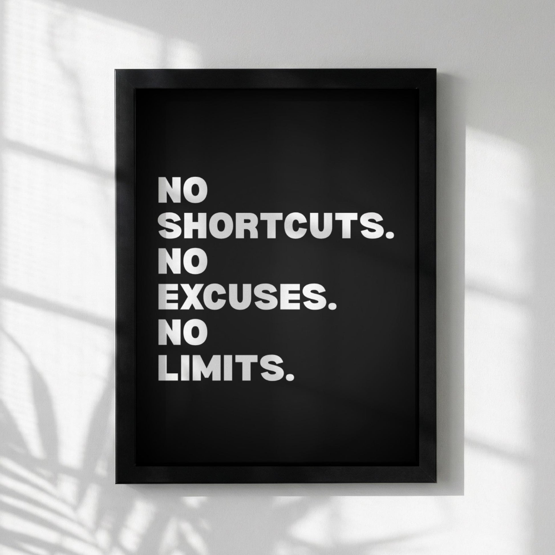 No Shortcuts No Excuses No Limits Inspirational Poster | Discipline & Grit Wall Art | Motivational Office Print | Modern Home Decor