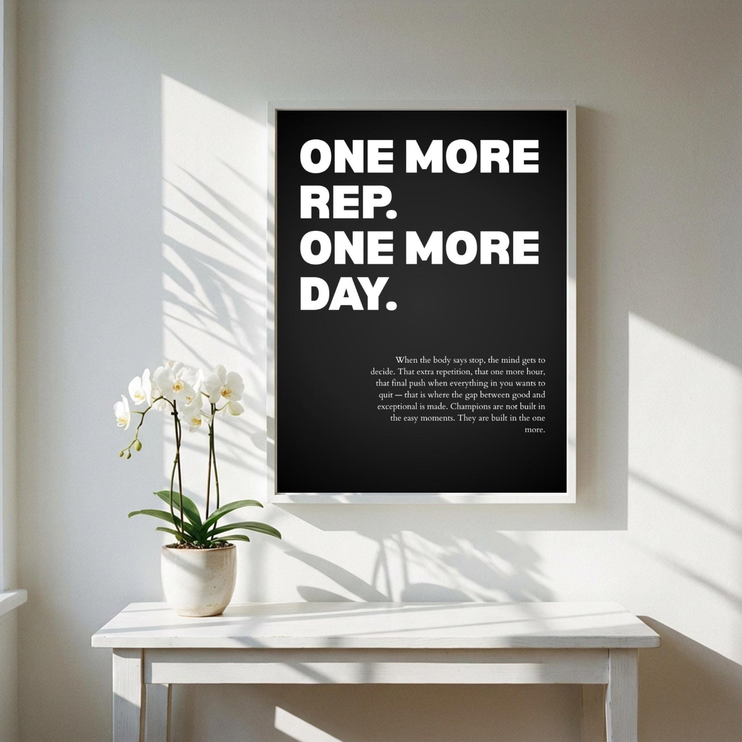 One More Rep One More Day Inspirational Poster | Persistence & Grit Wall Art | Motivational Office Print | Modern Home Decor