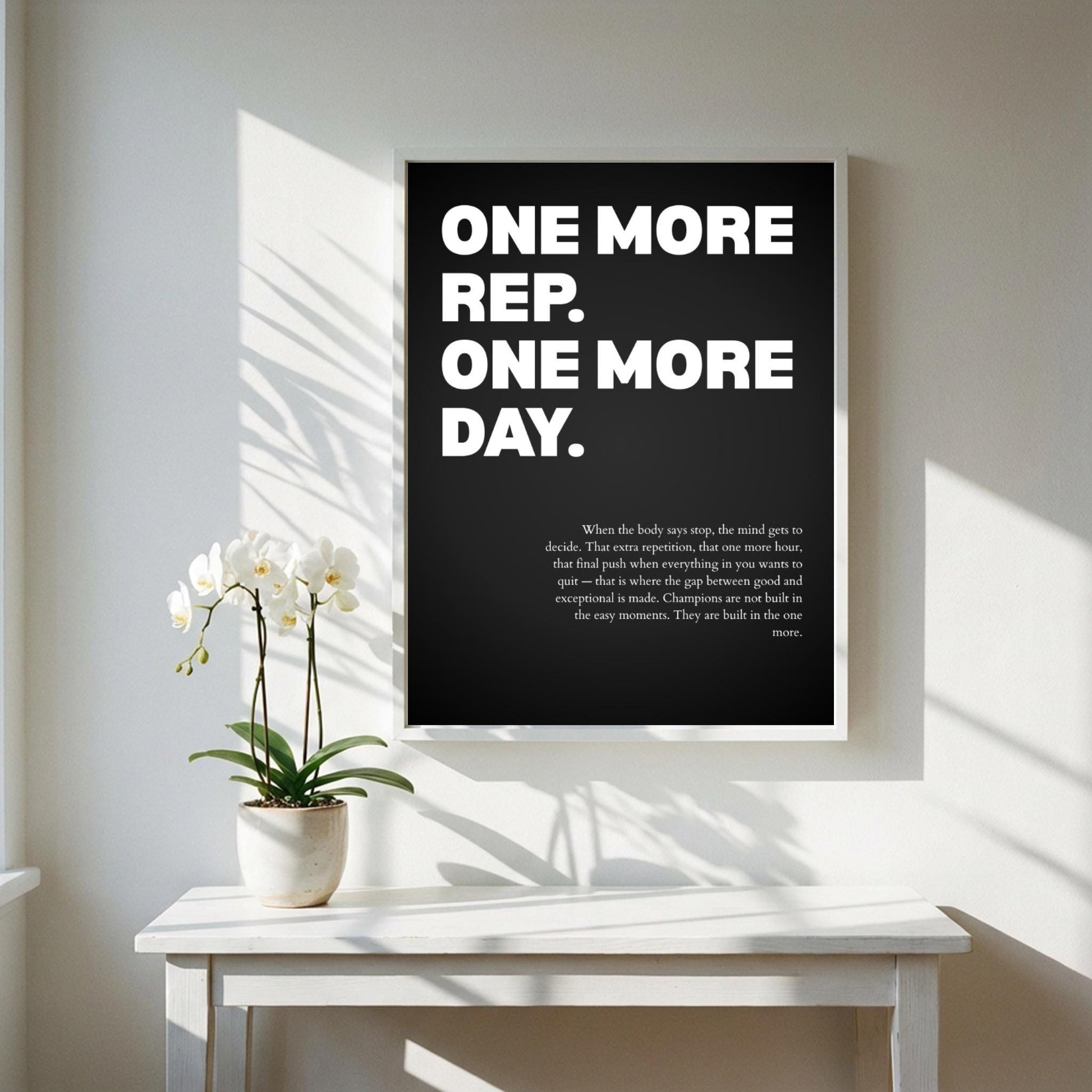 One More Rep One More Day Inspirational Poster | Persistence & Grit Wall Art | Motivational Office Print | Modern Home Decor