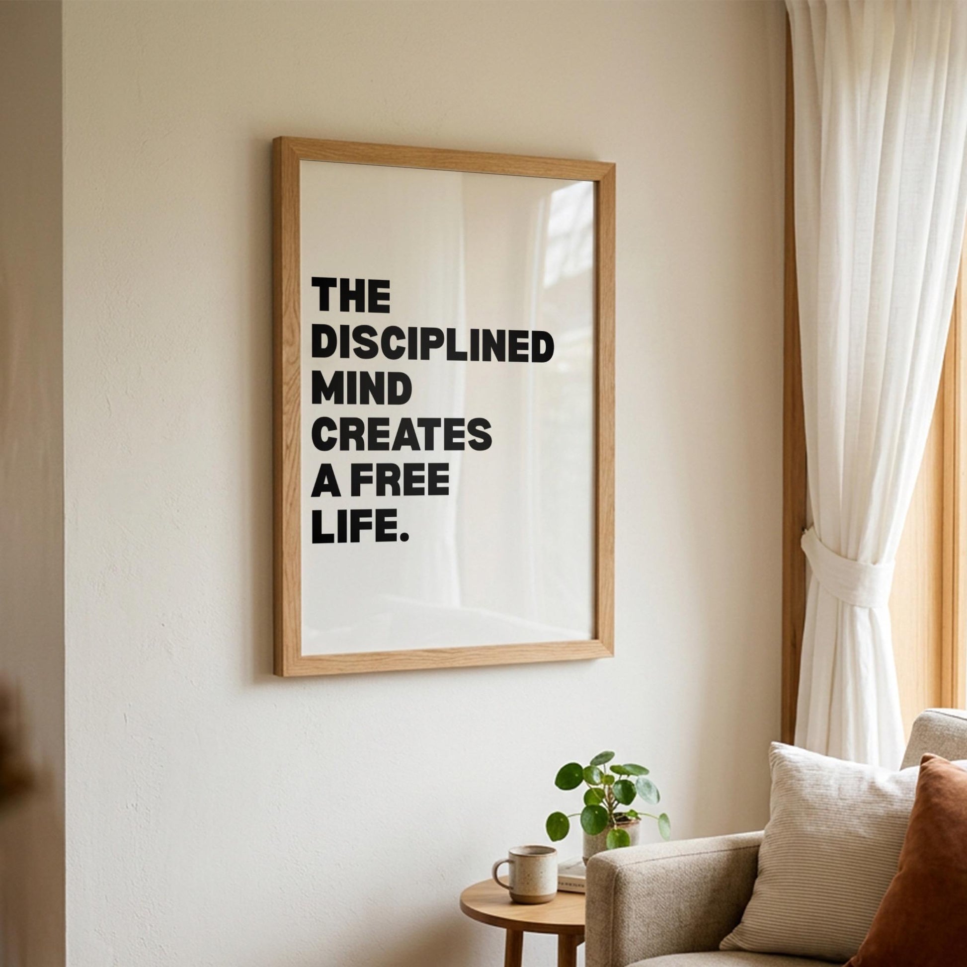 he Disciplined Mind Creates A Free Life Inspirational Minimalist Poster | Mental Fortitude Wall Art | Motivational Office Print | Modern White Home Decor