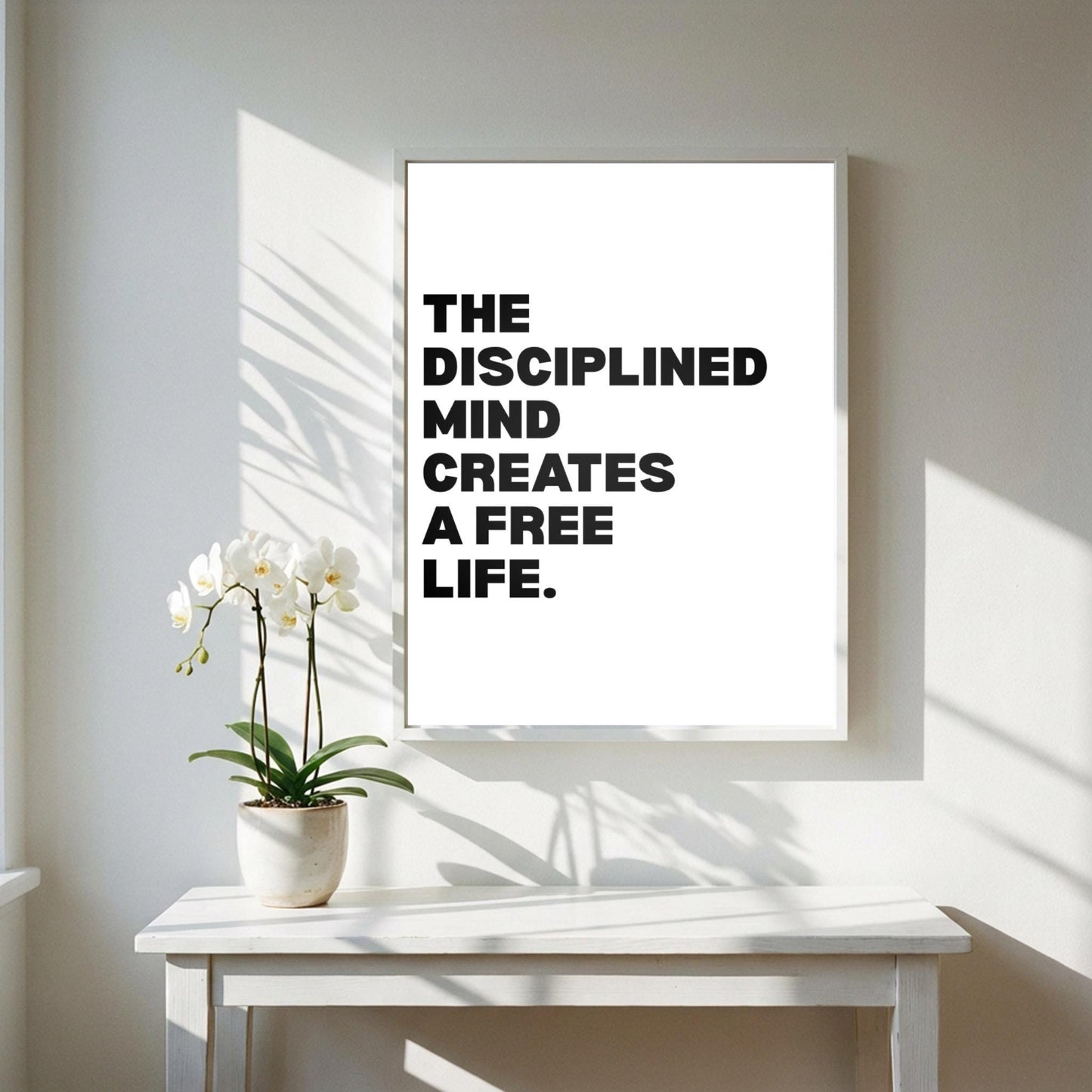 he Disciplined Mind Creates A Free Life Inspirational Minimalist Poster | Mental Fortitude Wall Art | Motivational Office Print | Modern White Home Decor