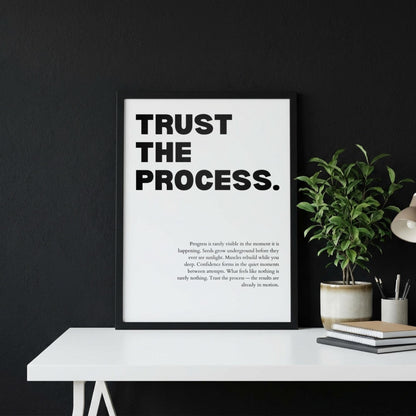 Trust The Process Inspirational Minimalist Poster | Patience & Growth Wall Art | Motivational Office Print | Modern White Home Decor