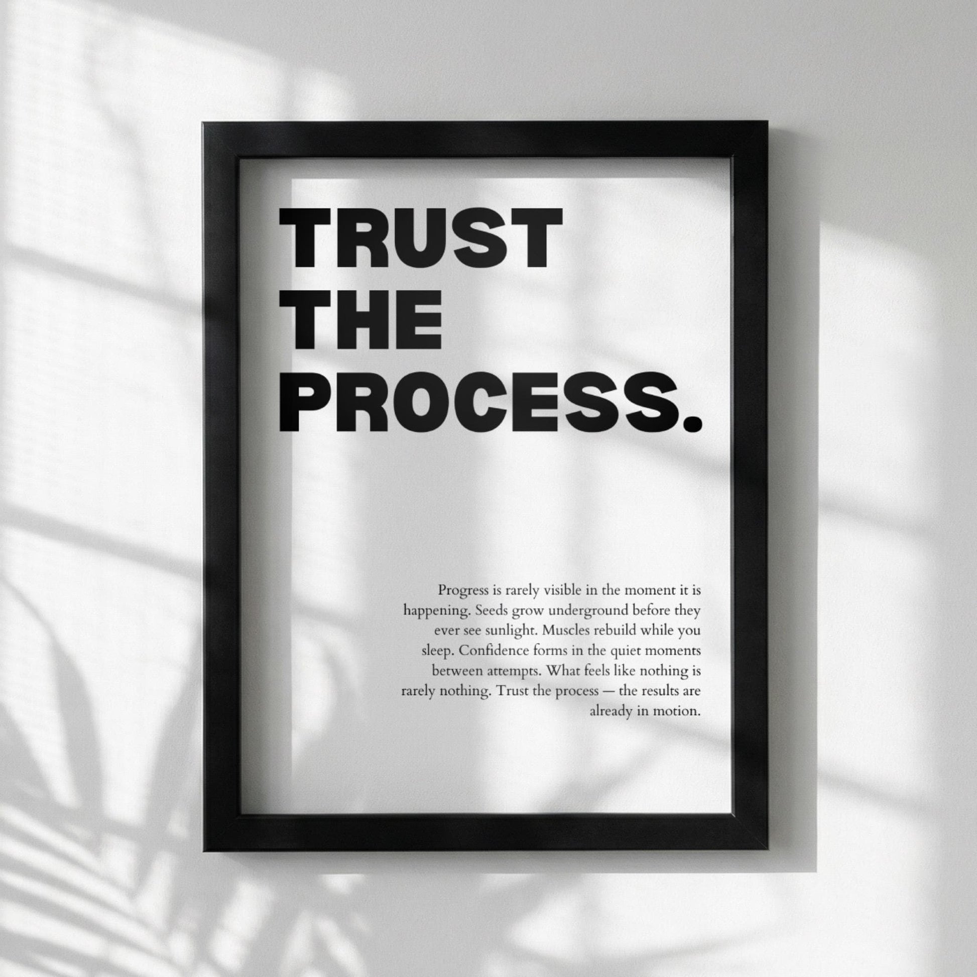 Trust The Process Inspirational Minimalist Poster | Patience & Growth Wall Art | Motivational Office Print | Modern White Home Decor
