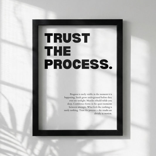 Trust The Process Inspirational Minimalist Poster | Patience & Growth Wall Art | Motivational Office Print | Modern White Home Decor