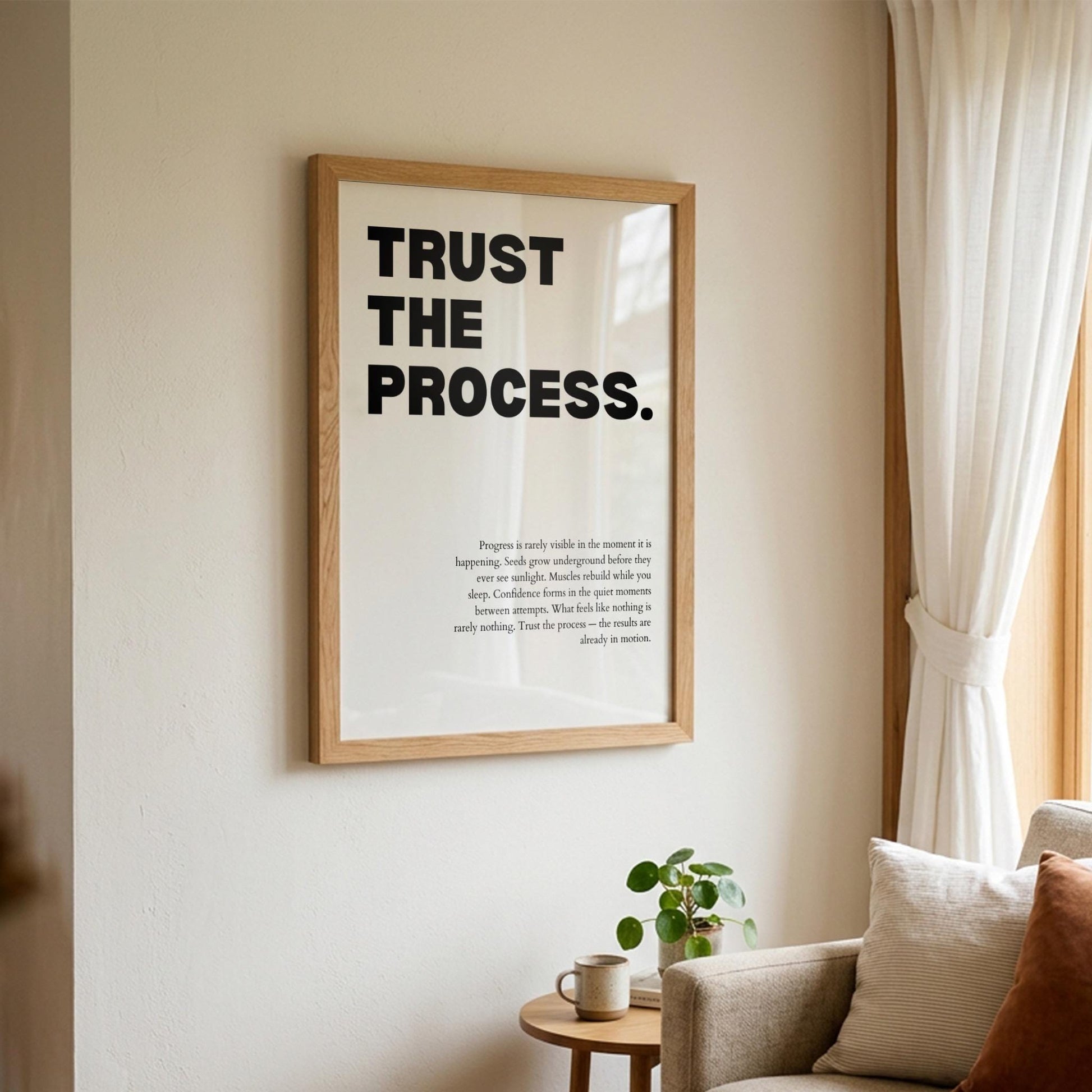 Trust The Process Inspirational Minimalist Poster | Patience & Growth Wall Art | Motivational Office Print | Modern White Home Decor