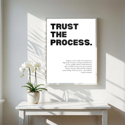 Trust The Process Inspirational Minimalist Poster | Patience & Growth Wall Art | Motivational Office Print | Modern White Home Decor