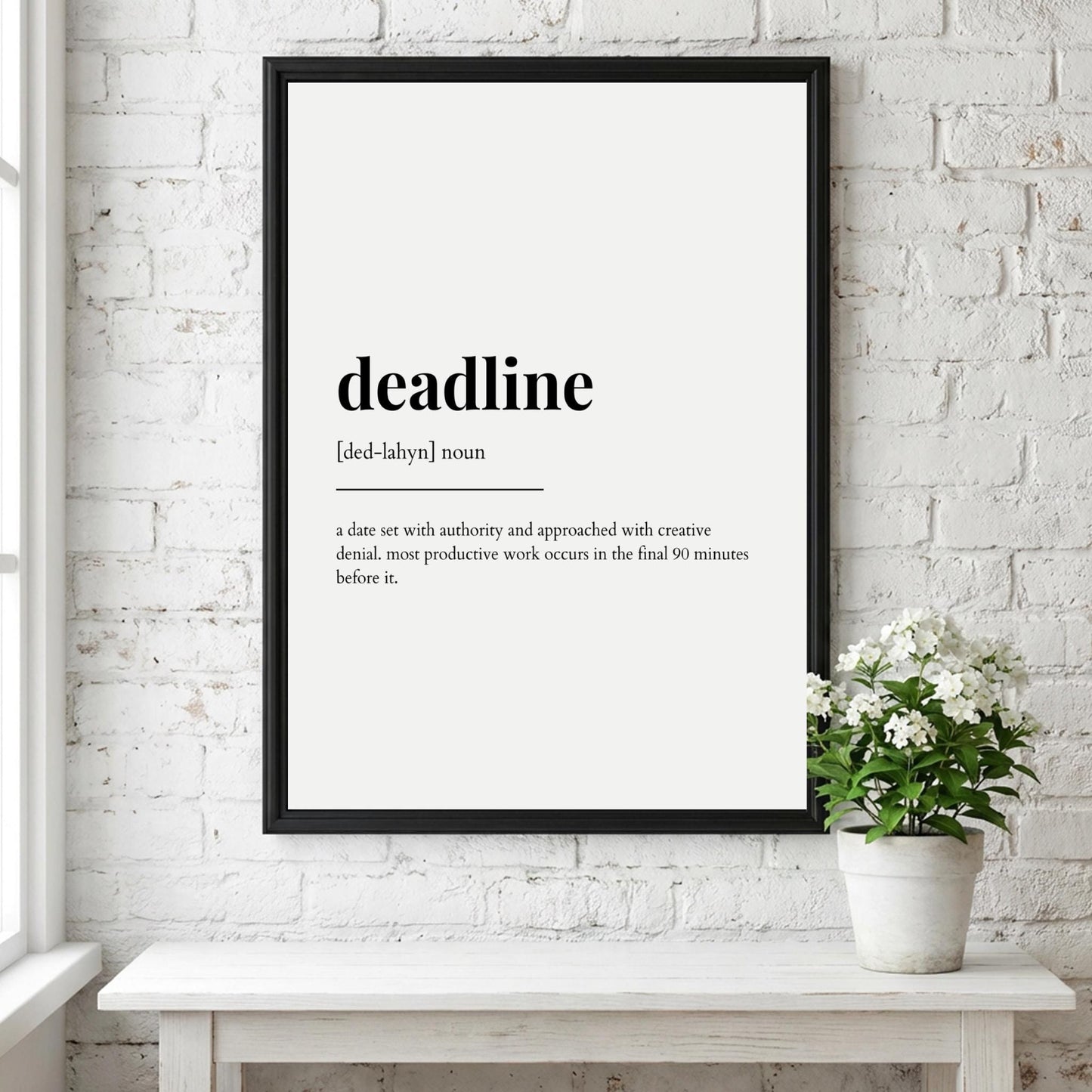 Deadline Definition Poster | Funny Deadline Meaning | Dictionary Style Wall Art | Motivational Quote Print | Office Decor