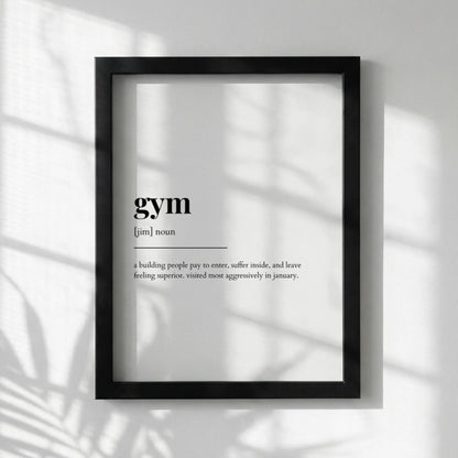 Gym Definition Poster | Funny Gym Meaning | Dictionary Style Wall Art | Motivational Quote Print | Fitness Decor