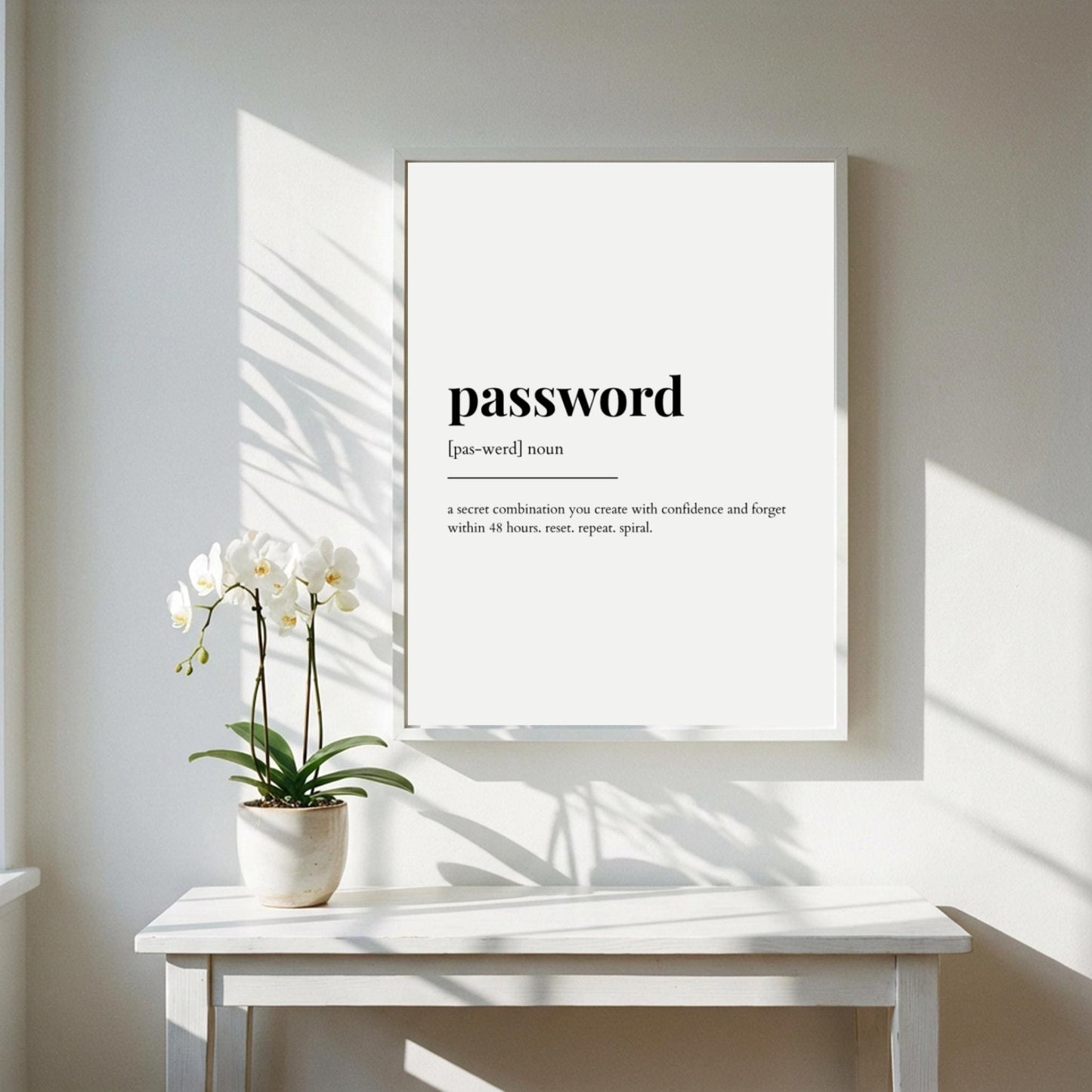 Password Definition Poster | Funny Password Meaning | Dictionary Style Wall Art | Motivational Quote Print | Tech Humor