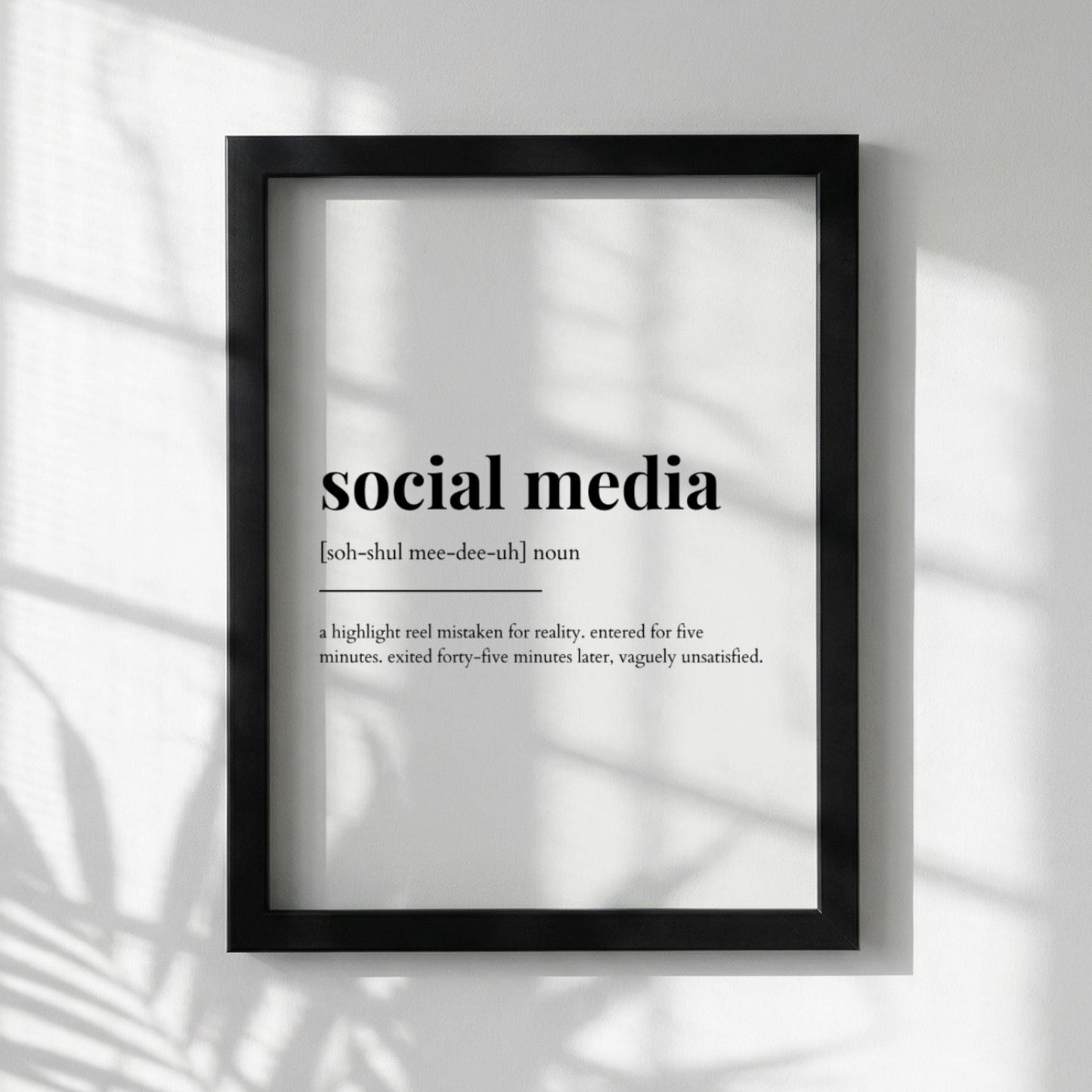 Social Media Definition Poster | Funny Social Media Meaning | Dictionary Style Wall Art | Motivational Quote Print | Tech Decor