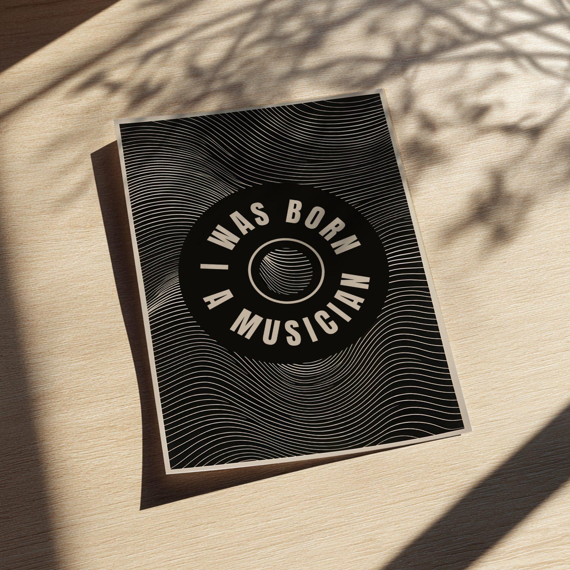 Born A Musician Vinyl Art Print, Retro Op-Art Music Poster