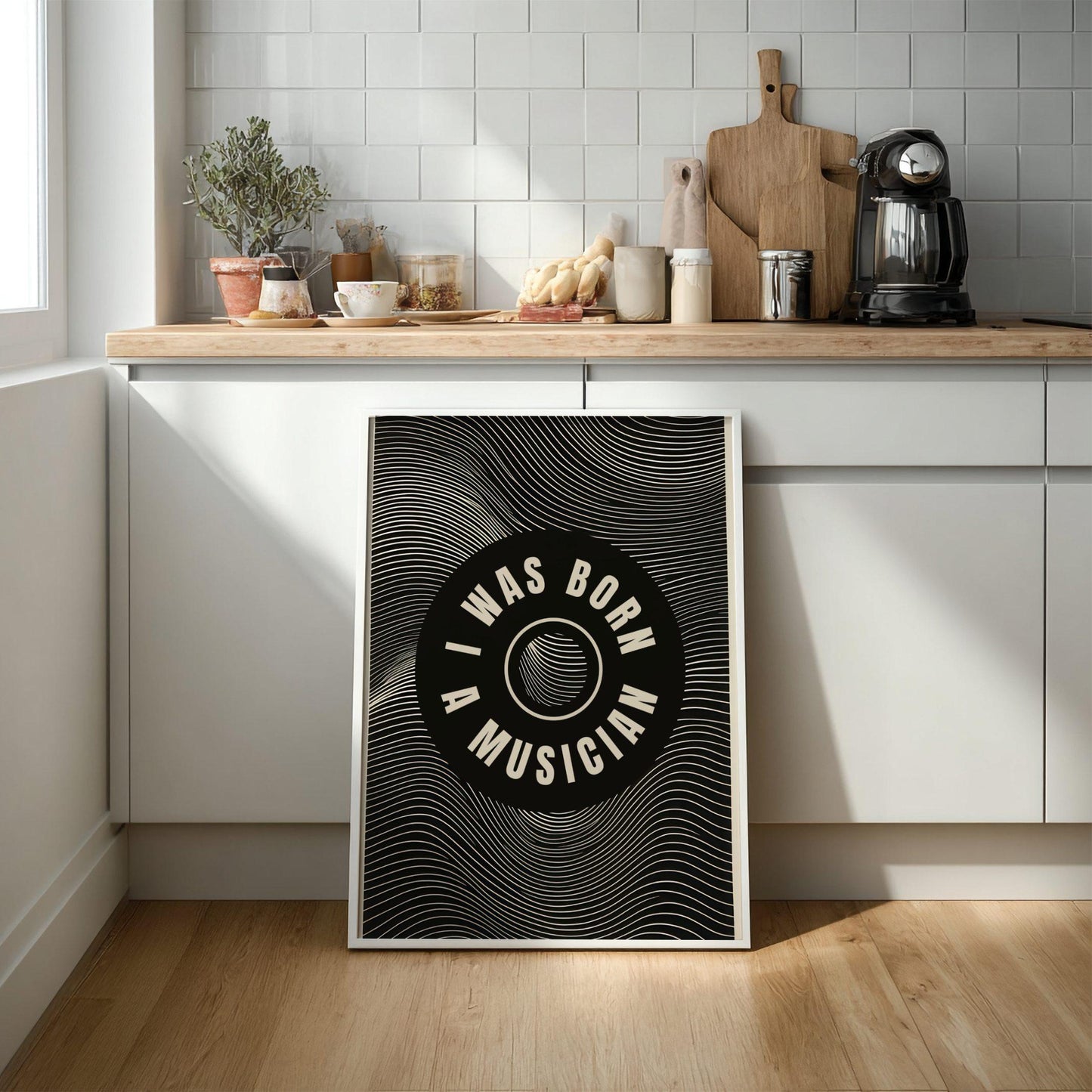 Born A Musician Vinyl Art Print, Retro Op-Art Music Poster