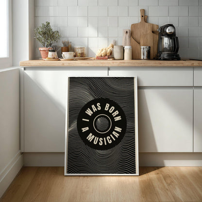 Born A Musician Vinyl Art Print, Retro Op-Art Music Poster