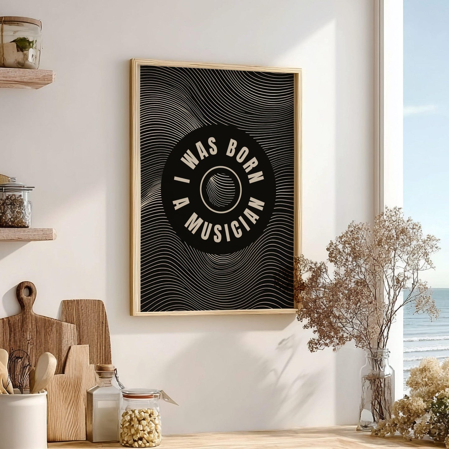 Born A Musician Vinyl Art Print, Retro Op-Art Music Poster
