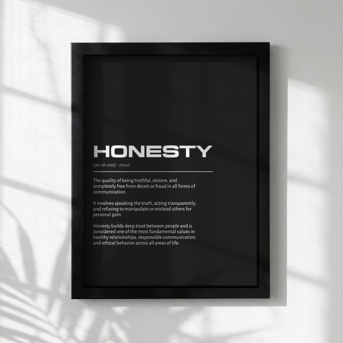 Honesty Definition Minimalist Poster | Inspirational Quotes Wall Art | Motivational Office Print | Modern Dictionary Home Decor