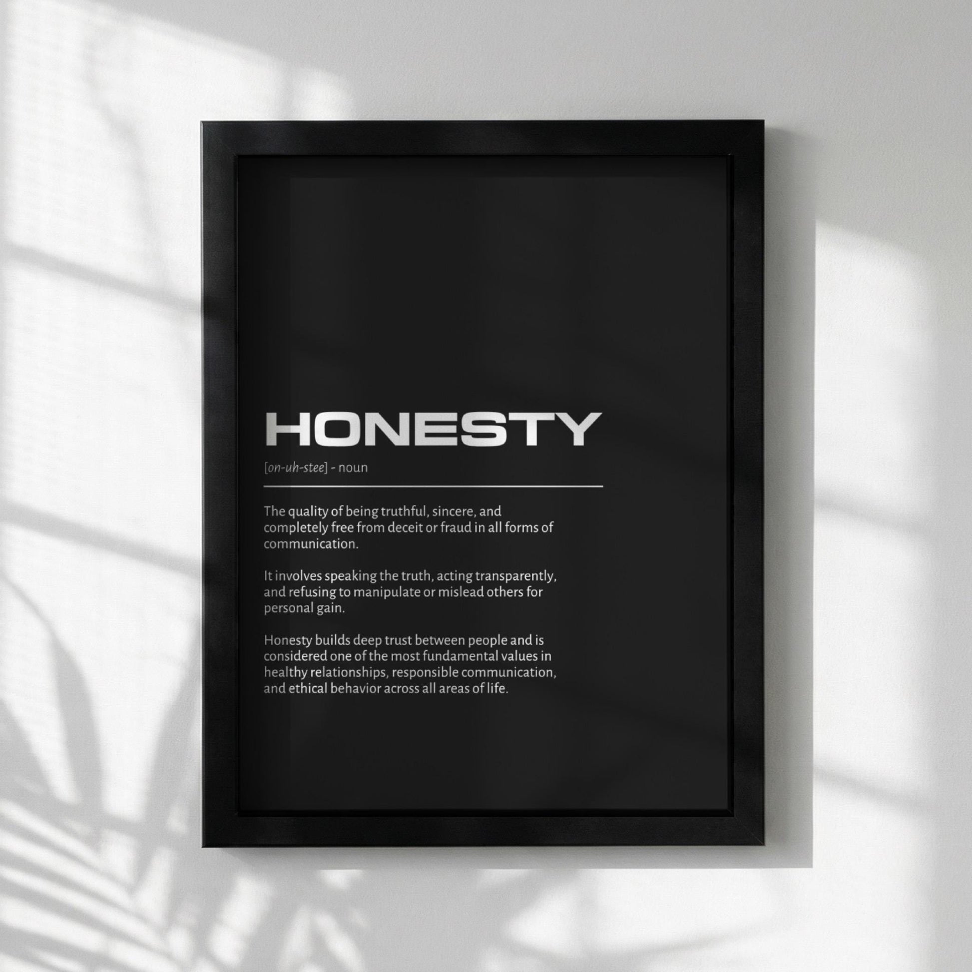 Honesty Definition Minimalist Poster | Inspirational Quotes Wall Art | Motivational Office Print | Modern Dictionary Home Decor