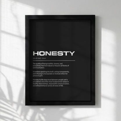 Honesty Definition Minimalist Poster | Inspirational Quotes Wall Art | Motivational Office Print | Modern Dictionary Home Decor