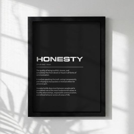 Honesty Definition Minimalist Poster | Inspirational Quotes Wall Art | Motivational Office Print | Modern Dictionary Home Decor