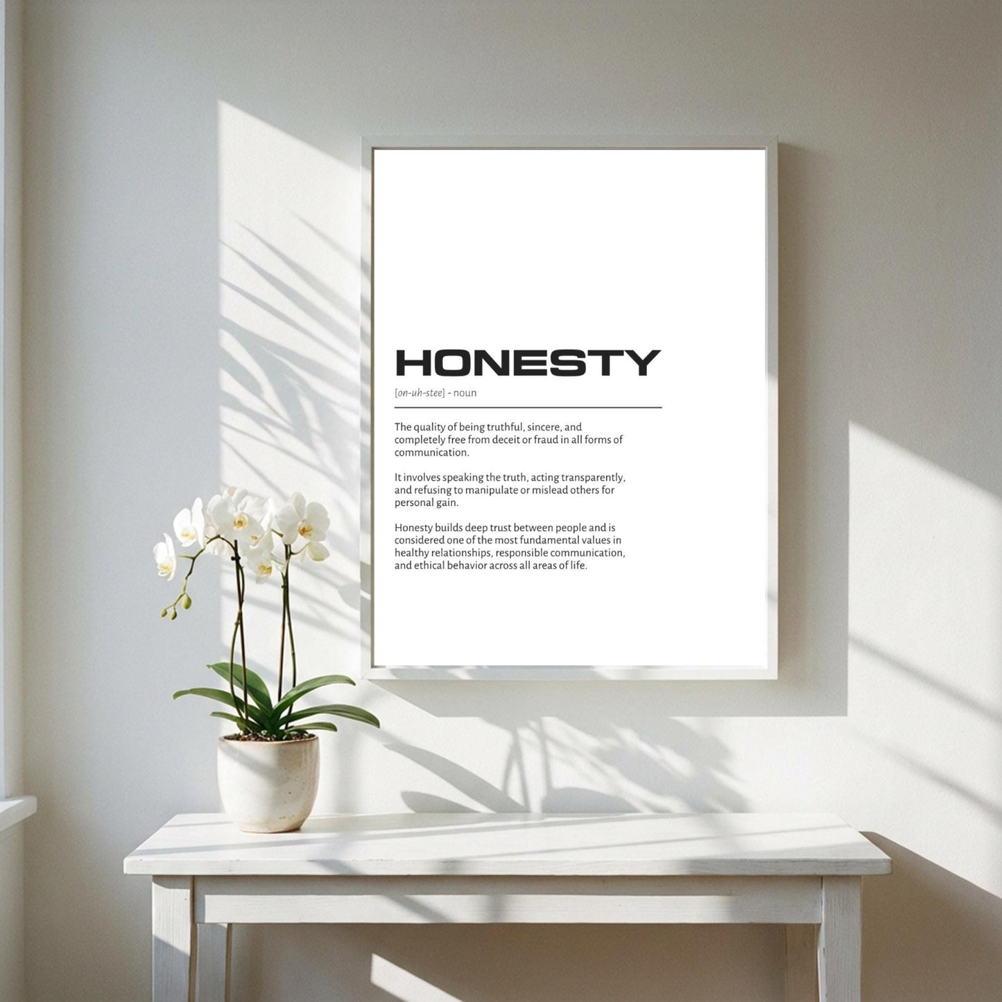 Honesty Definition Minimalist Poster | Inspirational Quotes Wall Art | Motivational Office Print | Modern Dictionary Home Decor White