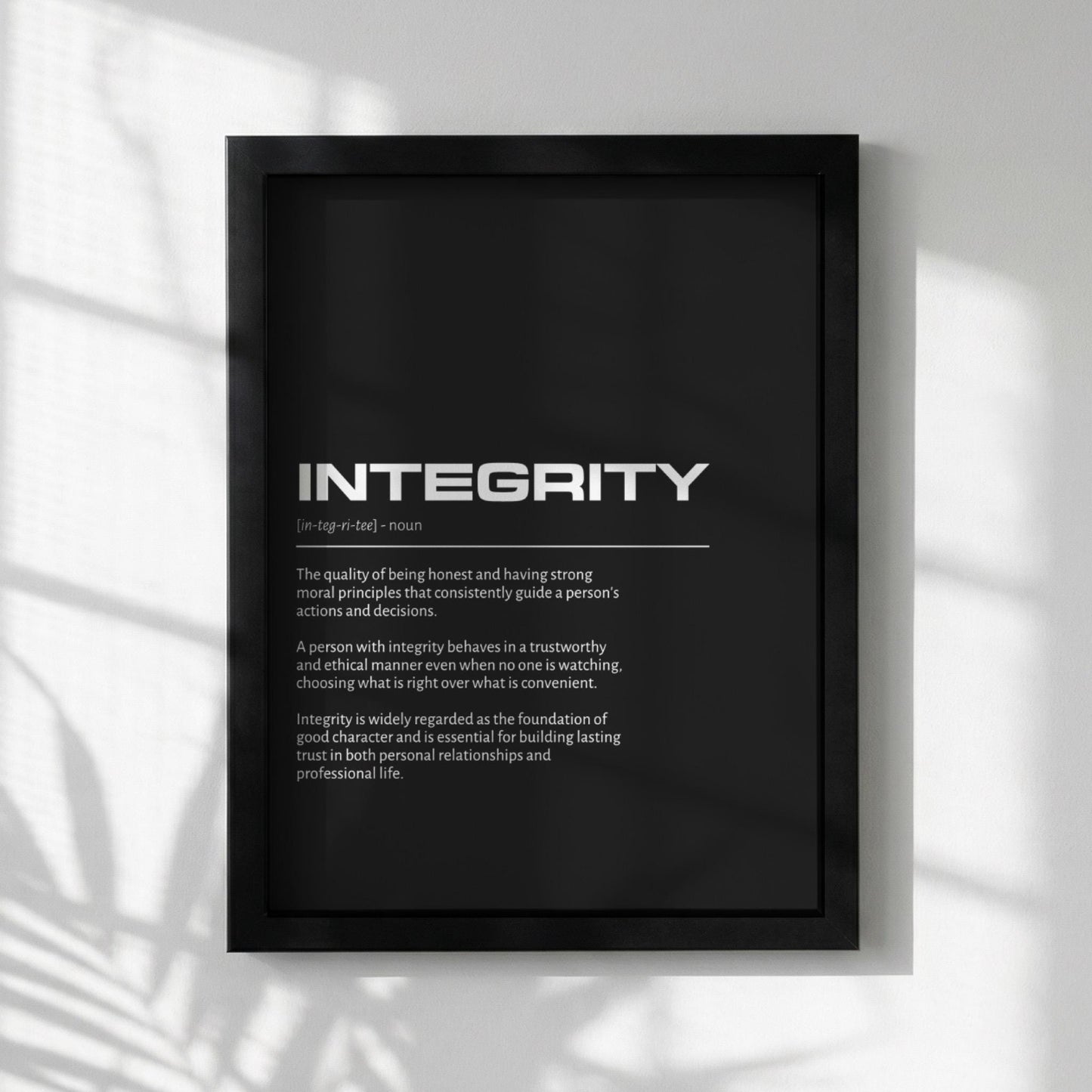 Integrity Definition Minimalist Poster | Inspirational Quotes Wall Art | Motivational Office Print | Modern Dictionary Home Decor
