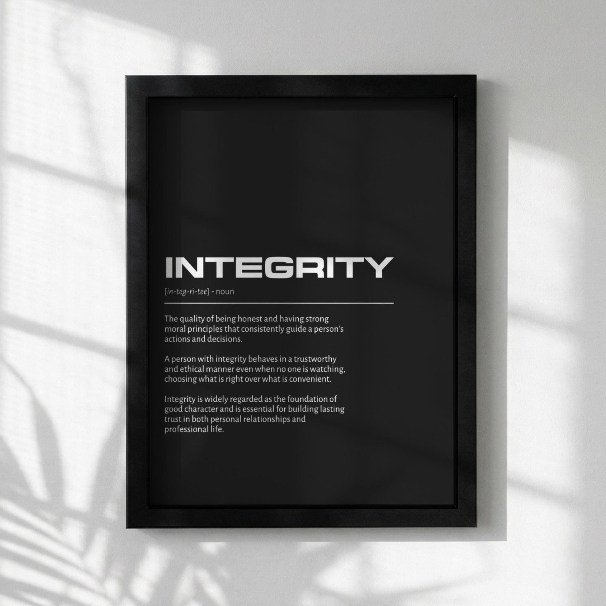 Integrity Definition Minimalist Poster | Inspirational Quotes Wall Art | Motivational Office Print | Modern Dictionary Home Decor
