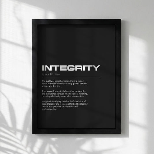 Integrity Definition Minimalist Poster | Inspirational Quotes Wall Art | Motivational Office Print | Modern Dictionary Home Decor