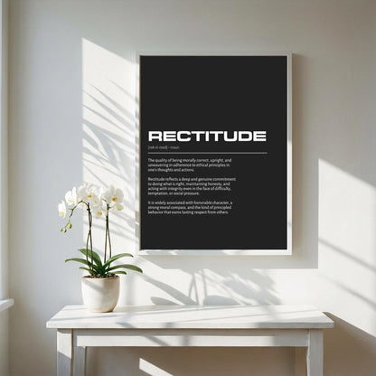 Rectitude Definition Minimalist Poster | Inspirational Quotes Wall Art | Motivational Office Print | Modern Dictionary Home Decor