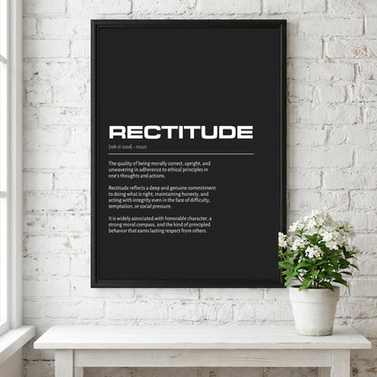 Rectitude Definition Minimalist Poster | Inspirational Quotes Wall Art | Motivational Office Print | Modern Dictionary Home Decor