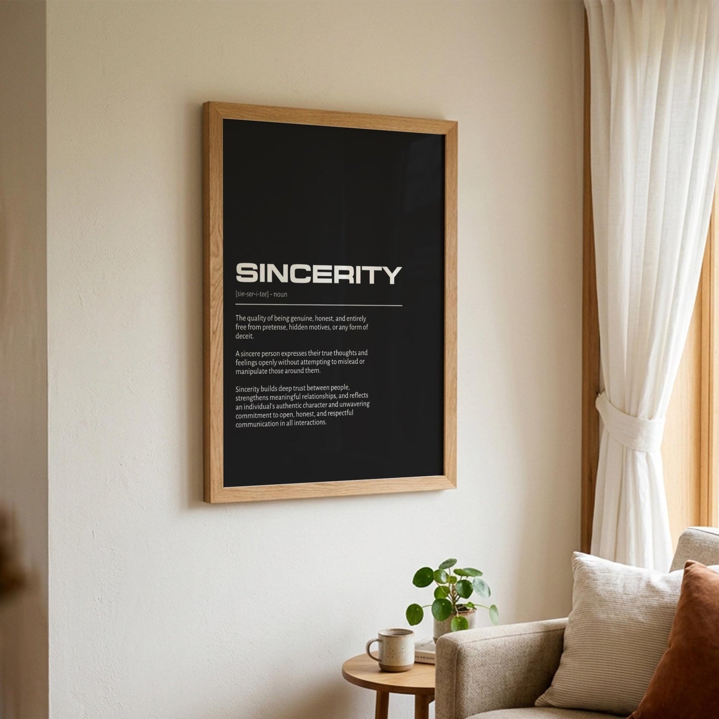 Sincerity Definition Minimalist Poster | Inspirational Quotes Wall Art | Motivational Office Print | Modern Dictionary Home Decor