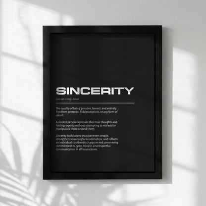 Sincerity Definition Minimalist Poster | Inspirational Quotes Wall Art | Motivational Office Print | Modern Dictionary Home Decor