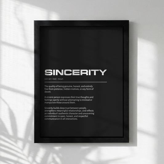 Sincerity Definition Minimalist Poster | Inspirational Quotes Wall Art | Motivational Office Print | Modern Dictionary Home Decor