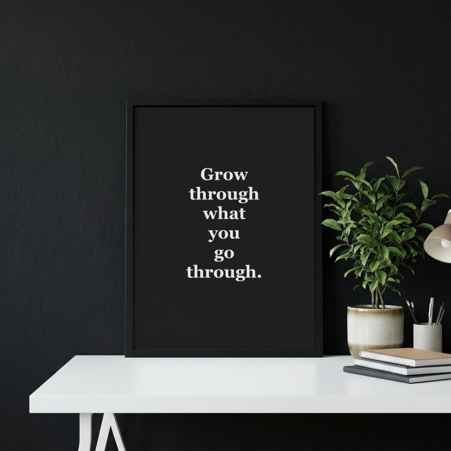 Grow Through What You Go Through Motivational Poster | Resilience & Evolution Wall Art | Inspirational Minimalist Quote Print | Mind Reset Series