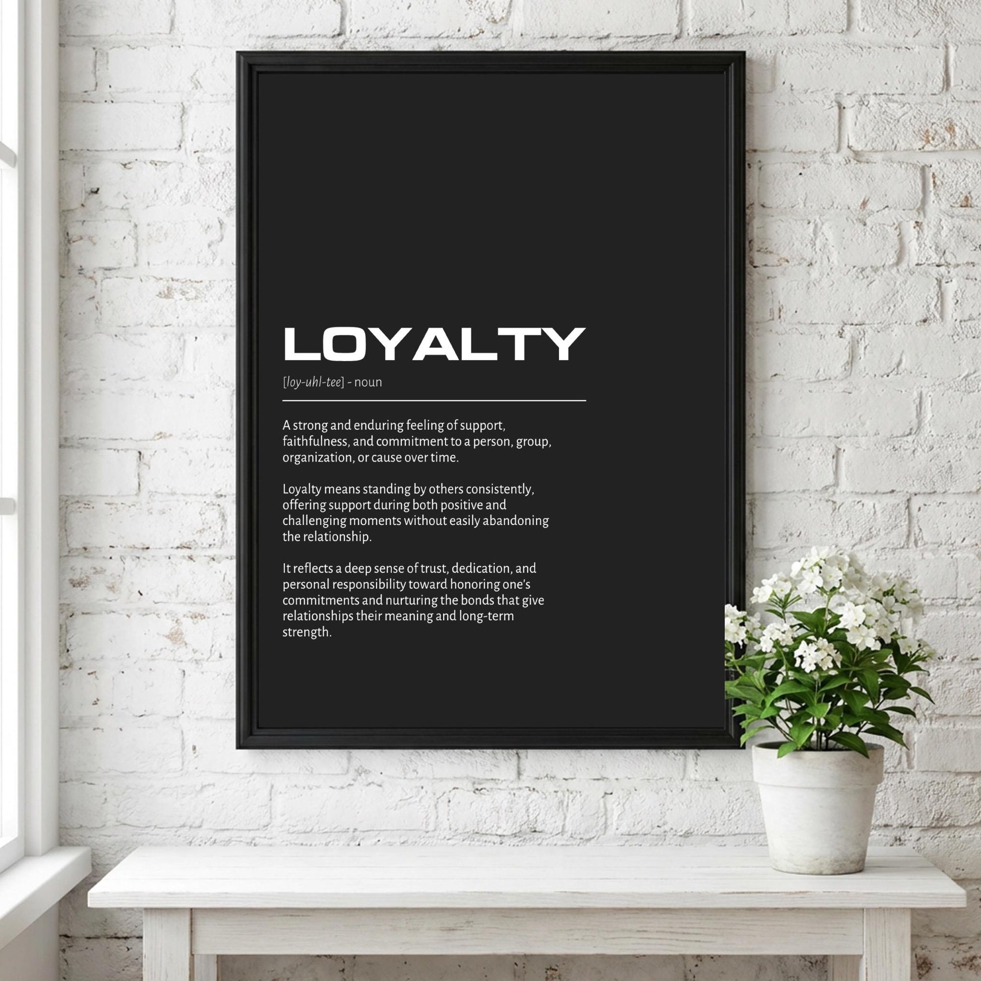 Loyalty Definition Minimalist Poster | Inspirational Quotes Wall Art | Motivational Office Print | Modern Dictionary Home Decor