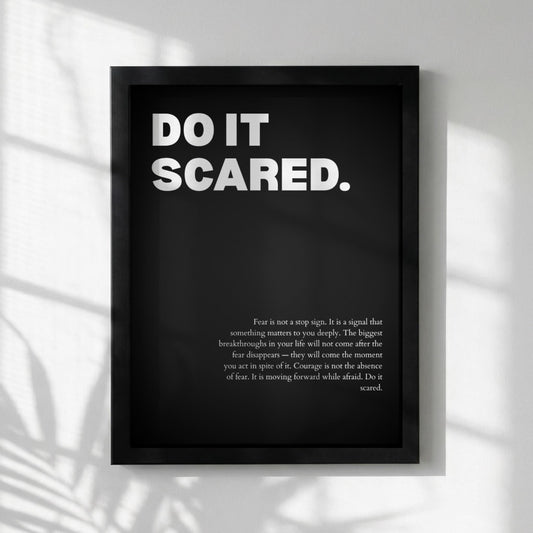 Do It Scared Inspirational Minimalist Poster | Courage & Momentum Wall Art | Motivational Office Print | Modern Home Decor