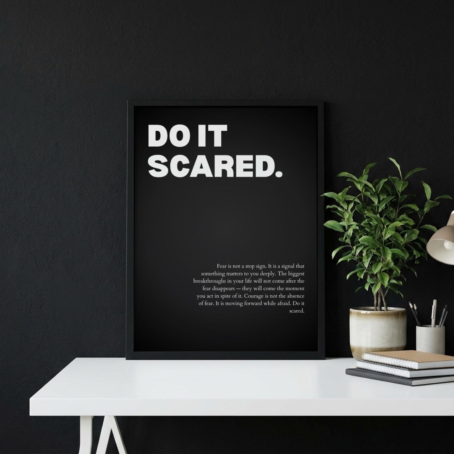 Do It Scared Inspirational Minimalist Poster | Courage & Momentum Wall Art | Motivational Office Print | Modern Home Decor
