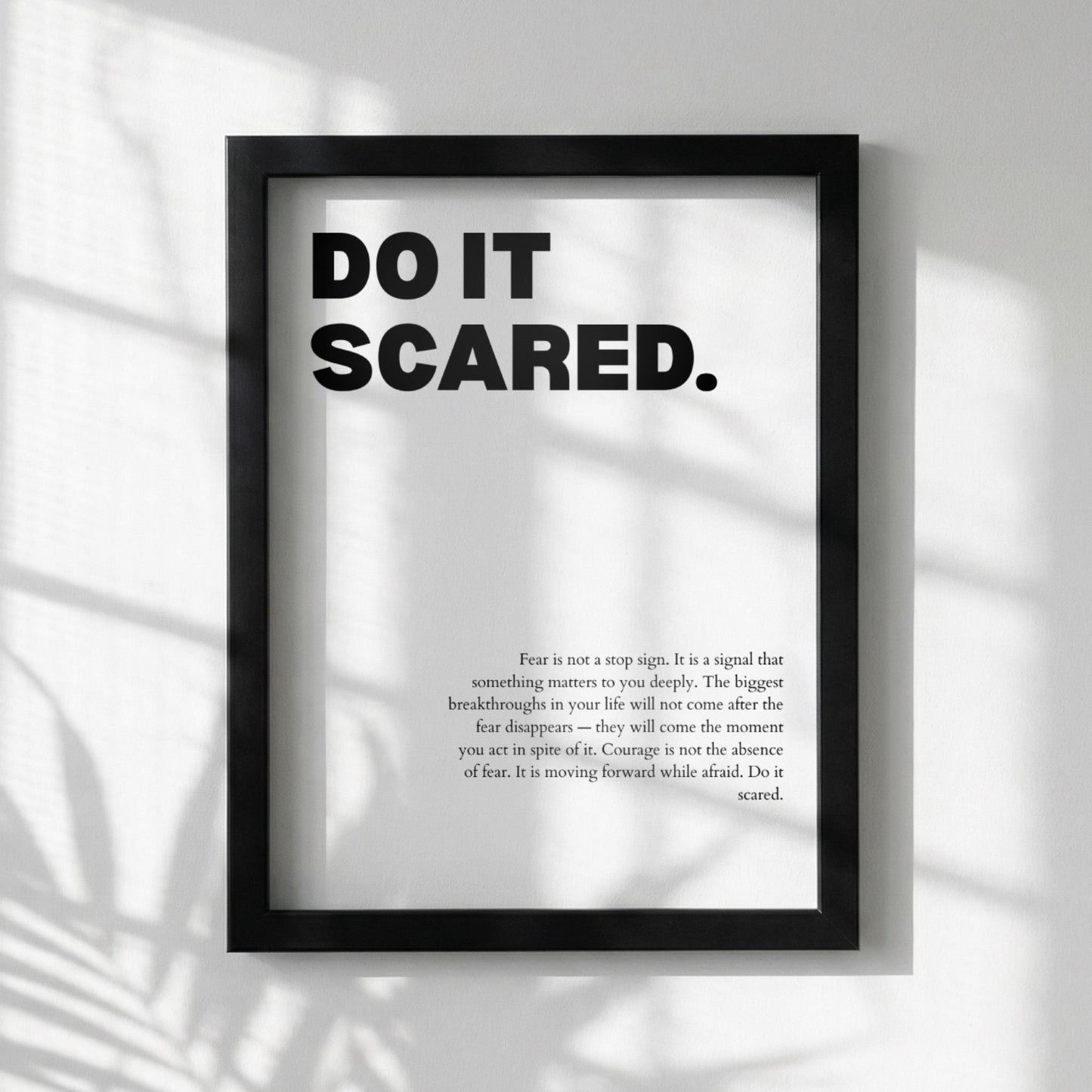 Do It Scared Inspirational Minimalist Poster | Courage & Momentum Wall Art | Motivational Office Print | Modern Home Decor White