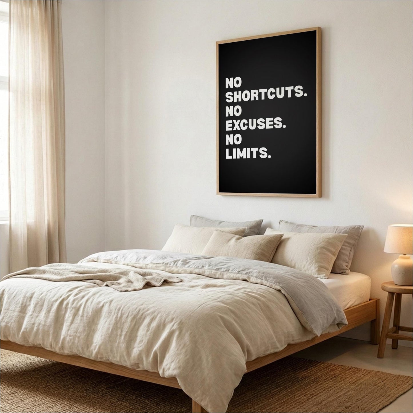 No Shortcuts No Excuses No Limits Inspirational Poster | Discipline & Grit Wall Art | Motivational Office Print | Modern Home Decor