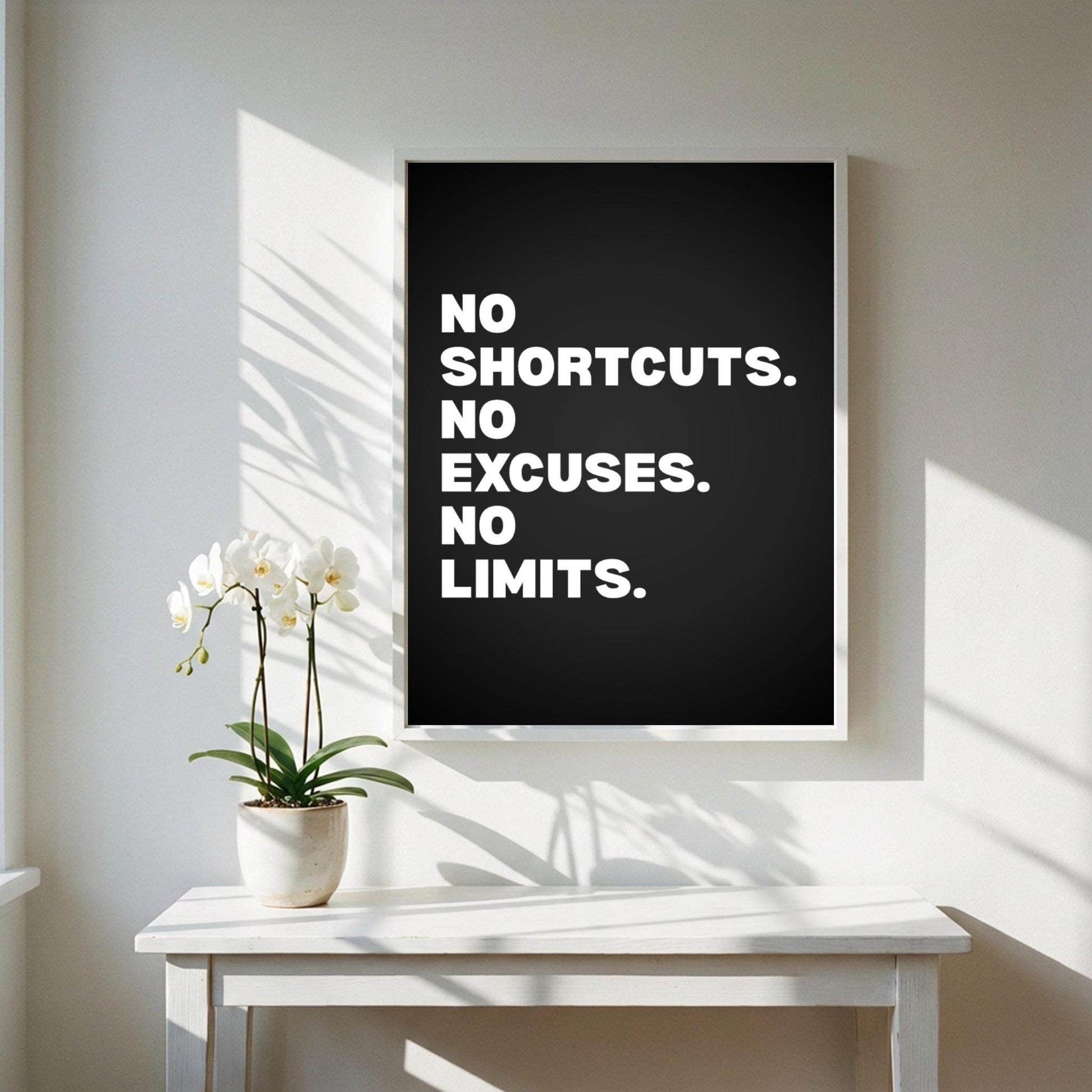 No Shortcuts No Excuses No Limits Inspirational Poster | Discipline & Grit Wall Art | Motivational Office Print | Modern Home Decor