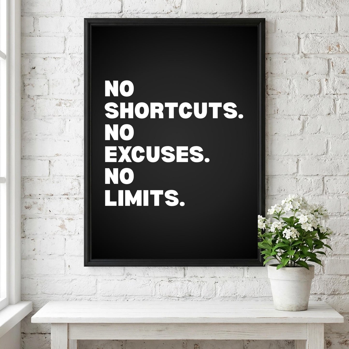 No Shortcuts No Excuses No Limits Inspirational Poster | Discipline & Grit Wall Art | Motivational Office Print | Modern Home Decor