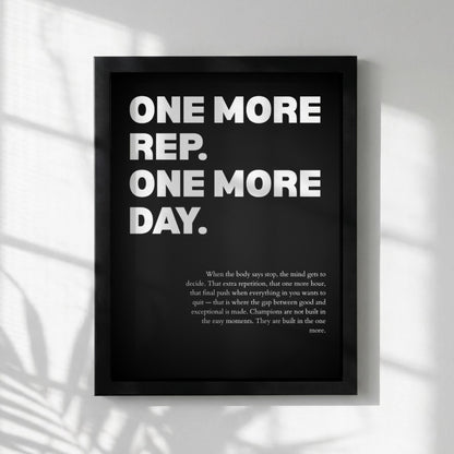One More Rep One More Day Inspirational Poster | Persistence & Grit Wall Art | Motivational Office Print | Modern Home Decor